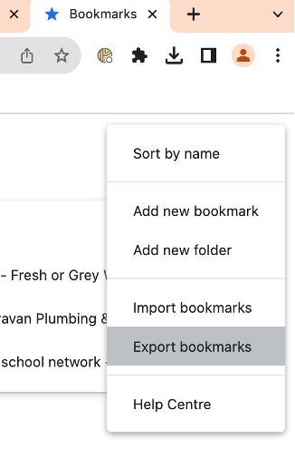 how to export google bookmarks
