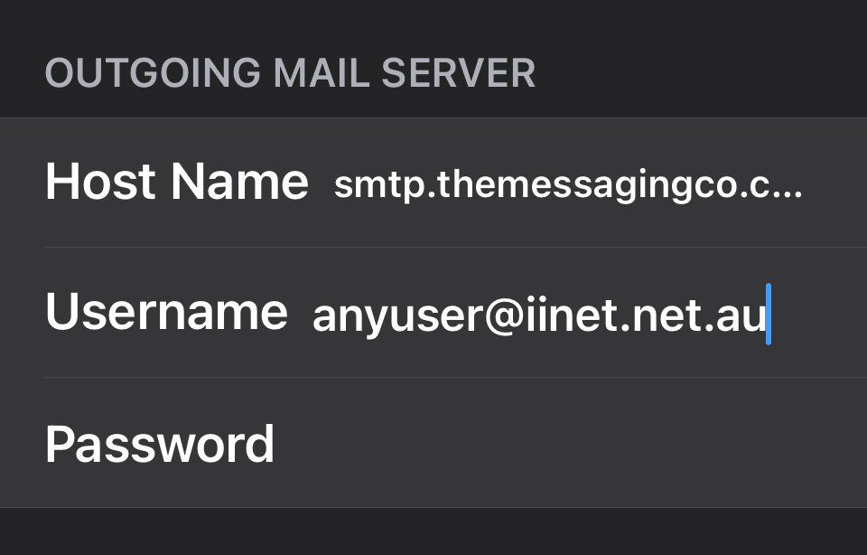 TMC mail server settings